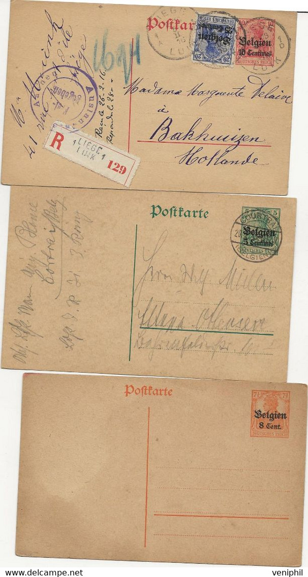 BELGIQUE - 5 ENTIERS POSTAUX OCCUPATION ALLEMANDE -1915-1916 -TB - Postkarten 1909-1934