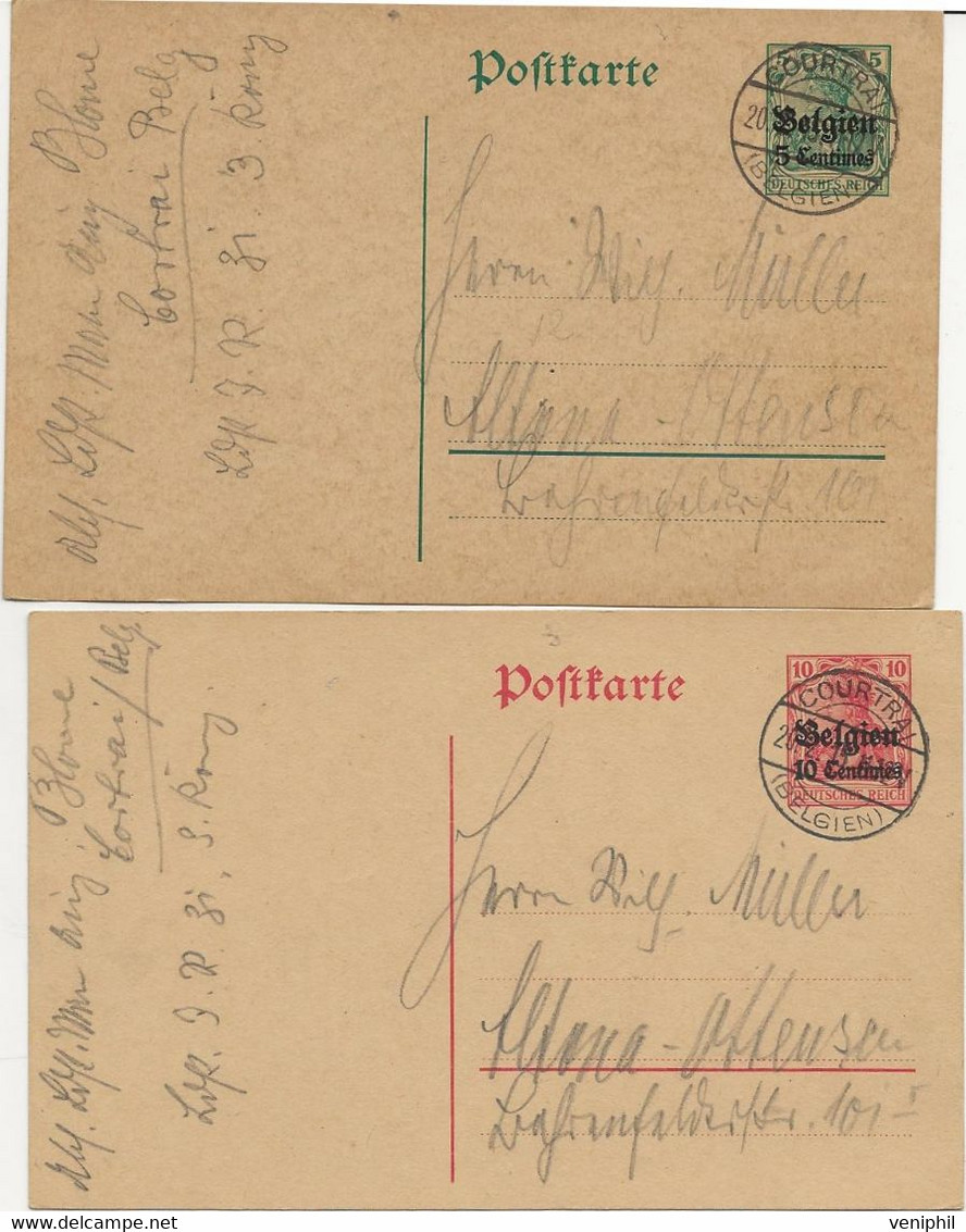 BELGIQUE - 5 ENTIERS POSTAUX OCCUPATION ALLEMANDE -1915-1916 -TB - Postkarten 1909-1934