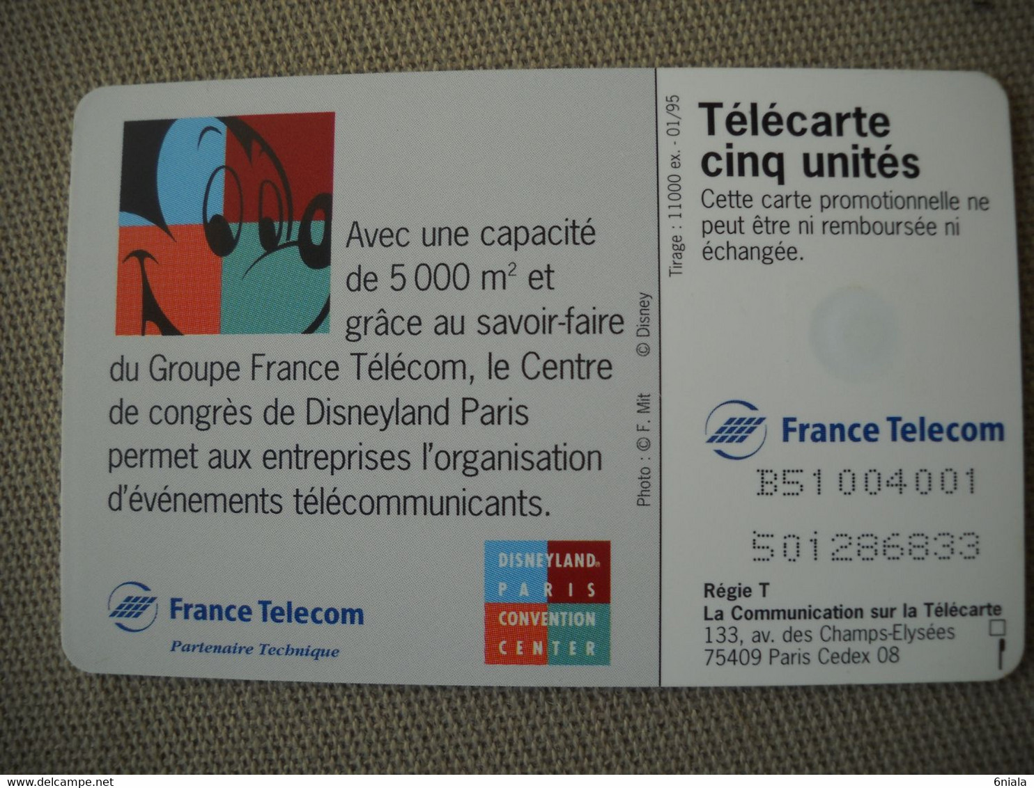 6835 Télécarte Inauguration "TIMES SQUARE" (scans Recto Verso) 5U Promotionnelle 11000 Ex 01/95  Carte Téléphone - 5 Eenheden