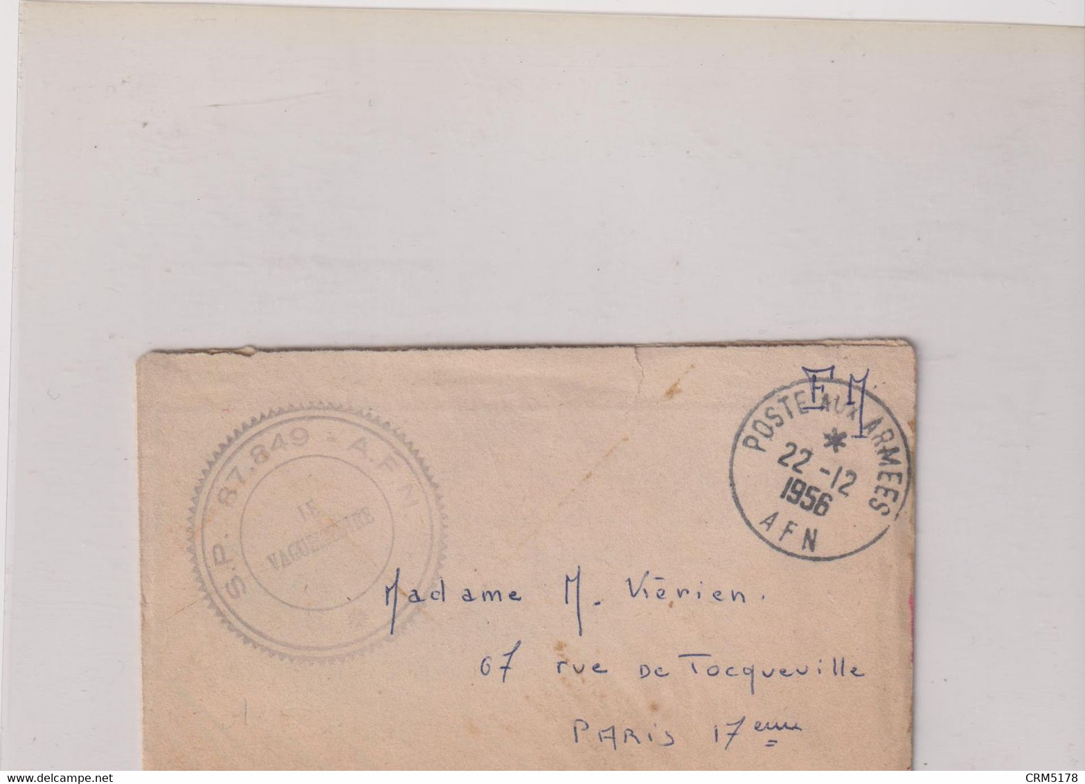 ALGERIE-L-FM-CAD POSTE AUX ARMEES 22/12/1956 -AFN+SP 87.849 AFN - Other & Unclassified