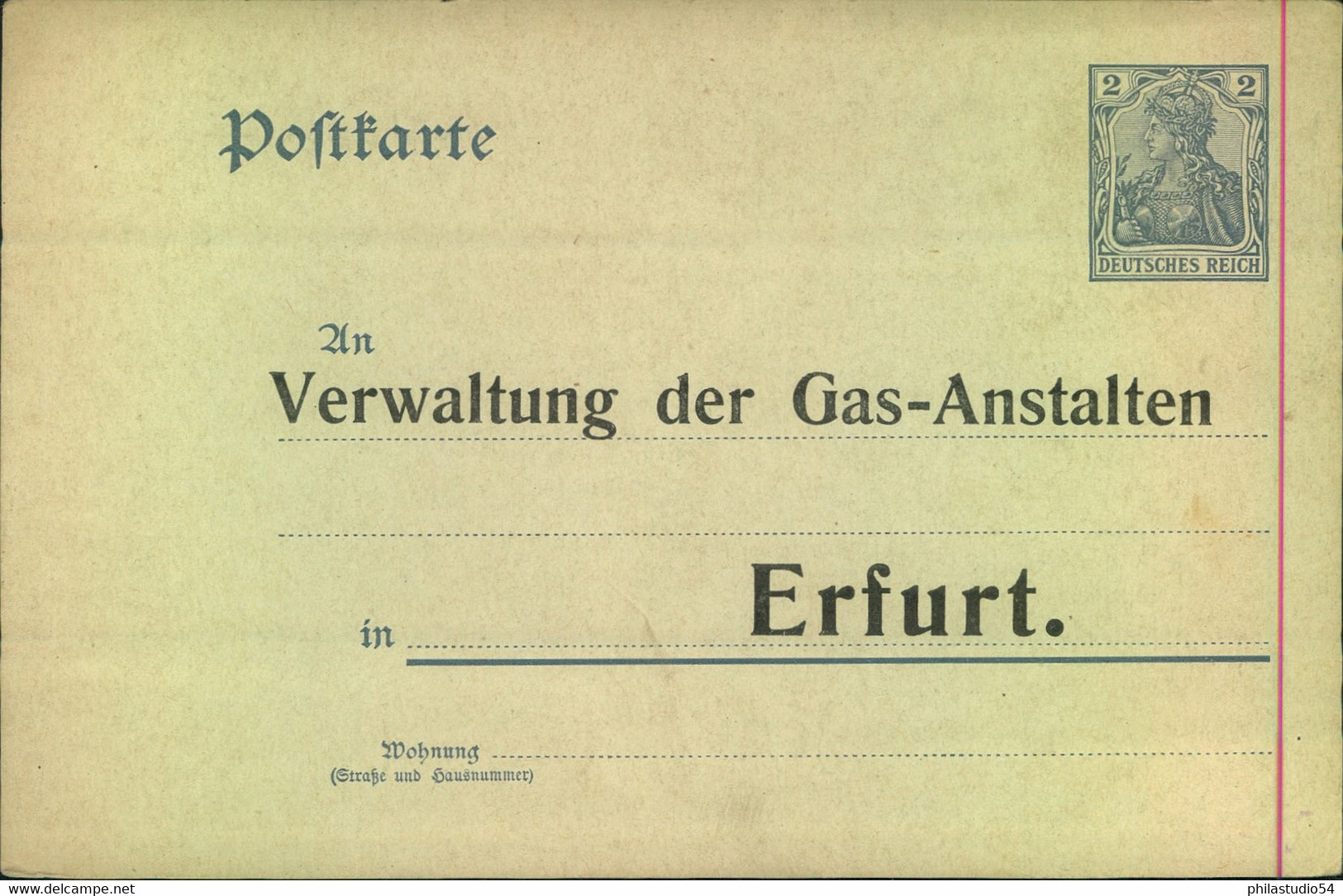 1885/1905 (ca.), Ganzsachenkarten Mit Privatem Zudruck "Verwaltung Der Gasanstalten, Erfurt" - Otros & Sin Clasificación