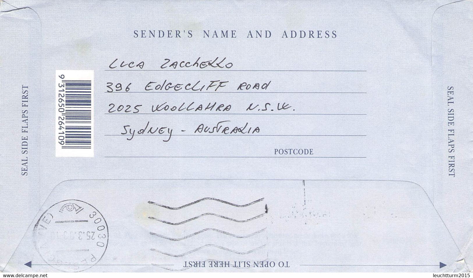 AUSTRALIA - AEROGRAMME 1993 SYDNEY > VENICE/IT /QD 148 - Aerogramas