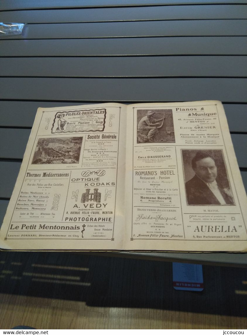 Programme Ancien De Théâtre Casino Municipal De Menton 1919 - Programmes