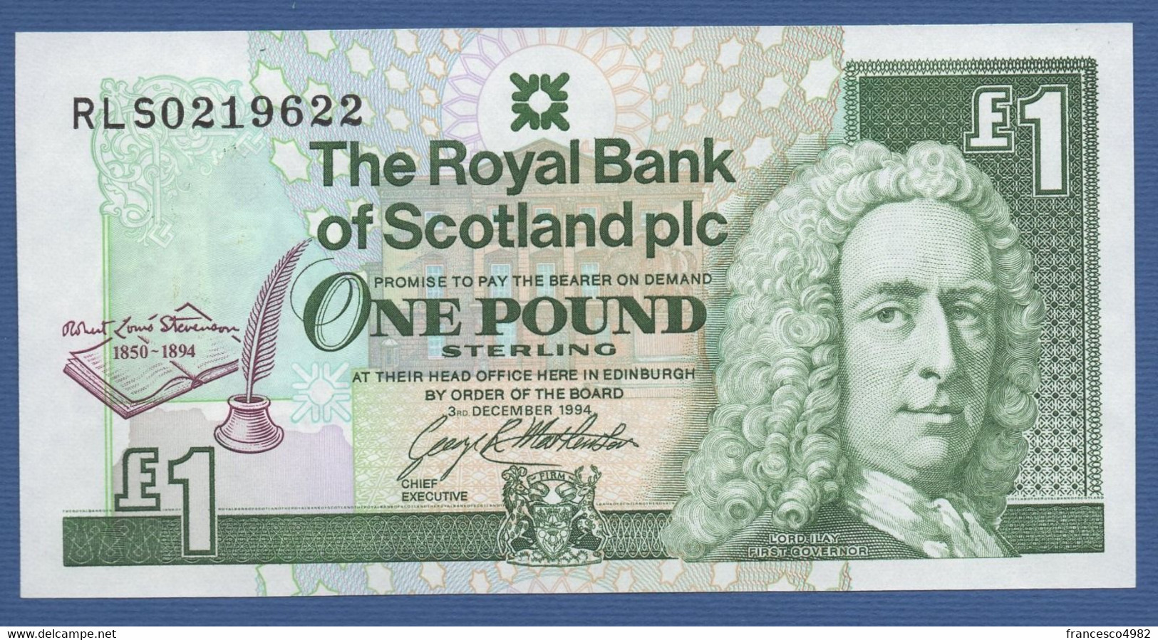 SCOTLAND - P.358 – 1 POUND 1994 UNC Serie RLS0219622 COMMEMORATIVE "Robert Louis Stevenson" - 1 Pond