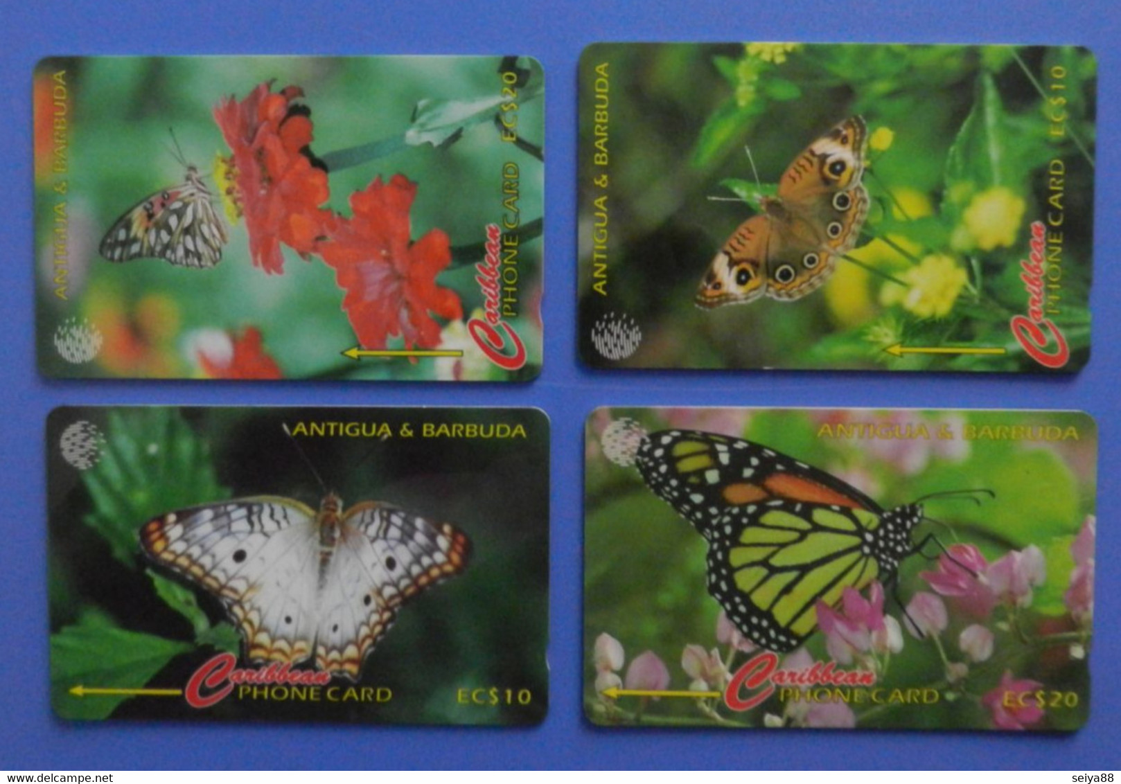 Antigua & Barbuda X4 Butterfly Papillon Mariposa Schmetterling Farfalla Caribbean Monarch Fritillary - Farfalle