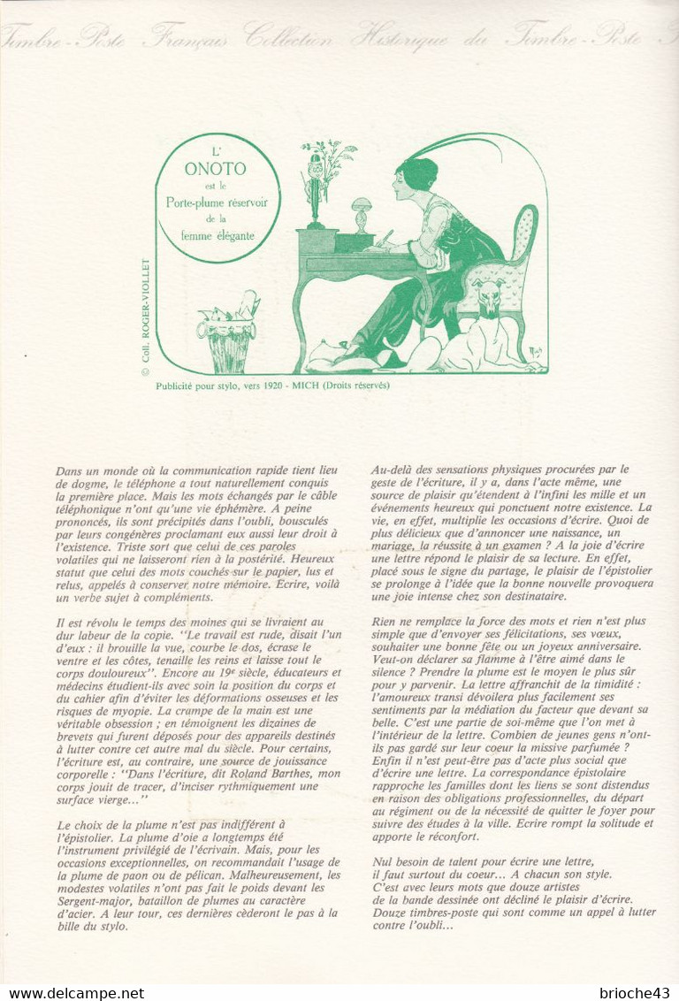 CARNET LE PLAISIR D'ECRIRE  - OBLITERATION 1er JOUR 21.10.1993 -  DOCUMENT DE LA POSTE /TBS 2 - Documents Of Postal Services