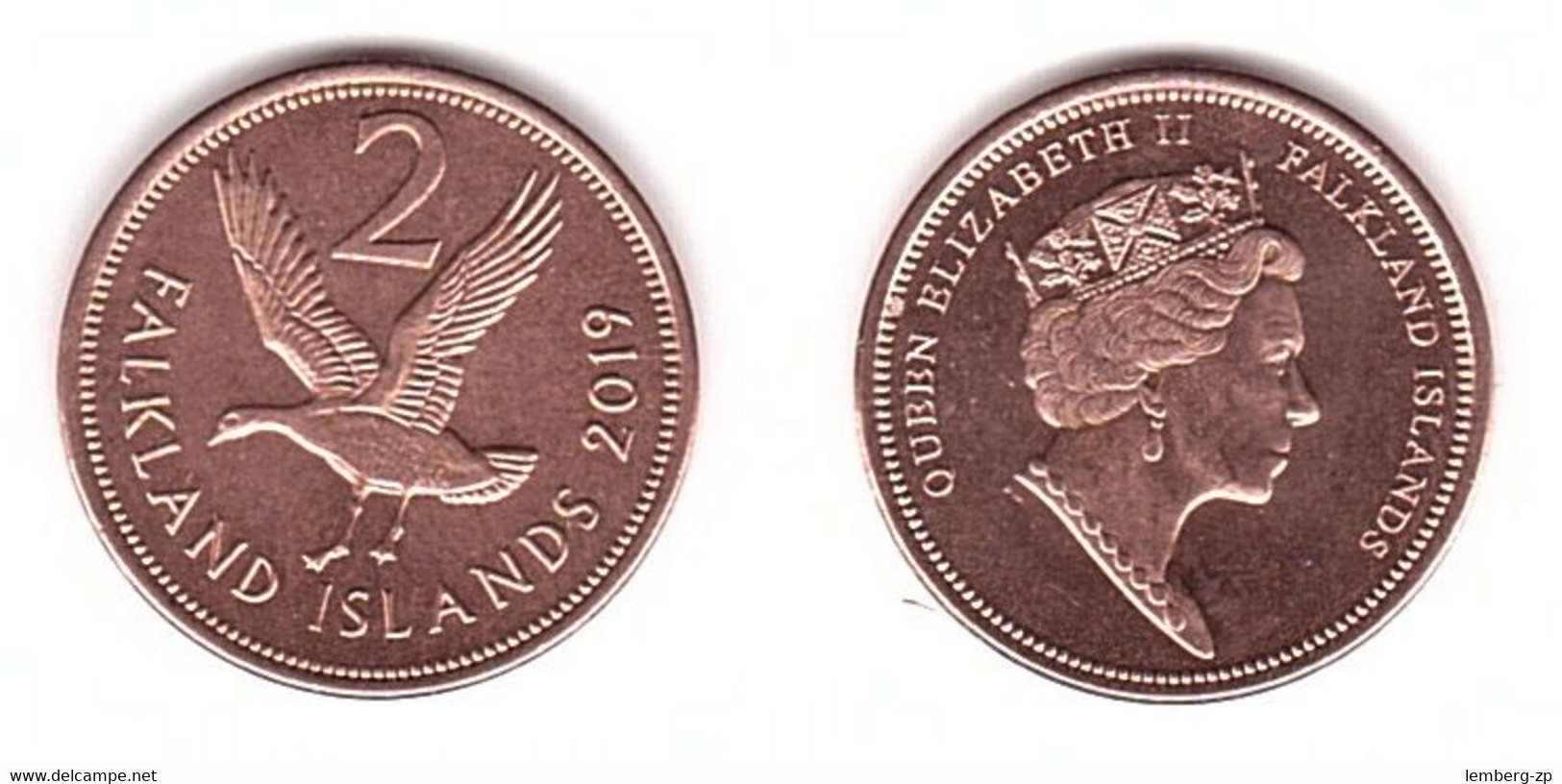 Falkland Islands - 2 Pence 2019 AUNC (there Are Black Dots) Lemberg-Zp - Falkland Islands