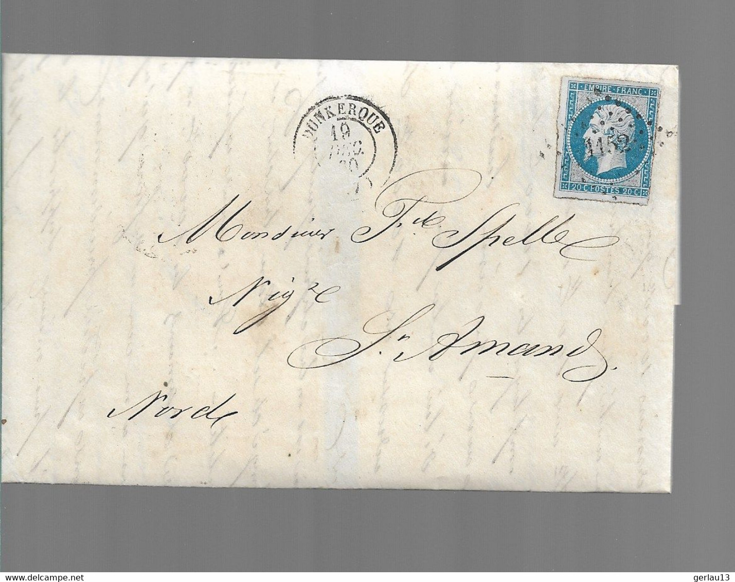 LETTRE CLASSIQUE  AFFRANCHIE AVEC BLEU     SCANS RECTO ET VERSO - 1849-1876: Période Classique