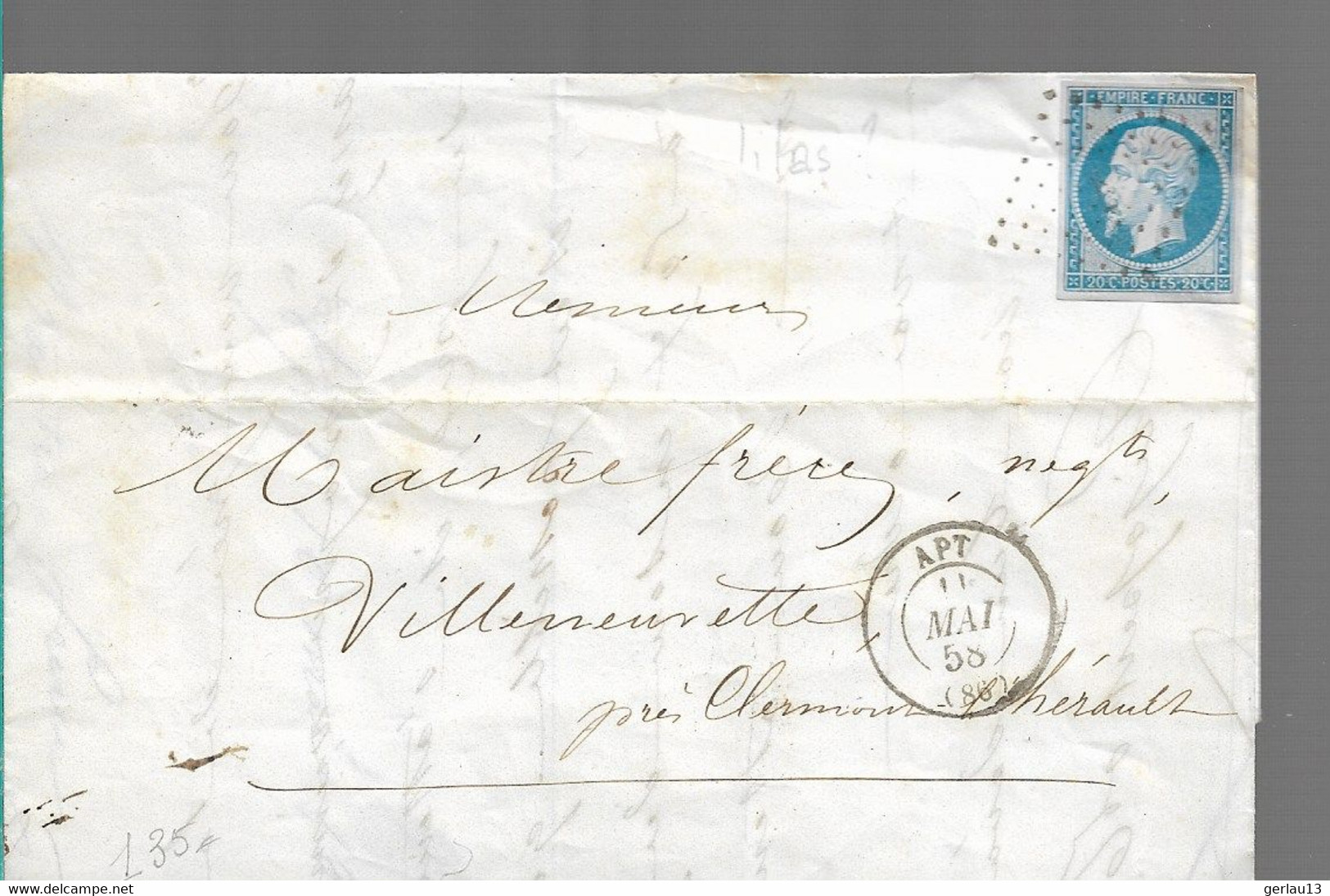 LETTRE CLASSIQUE  AFFRANCHIE AVEC BLEU     SCANS RECTO ET VERSO - 1849-1876: Période Classique