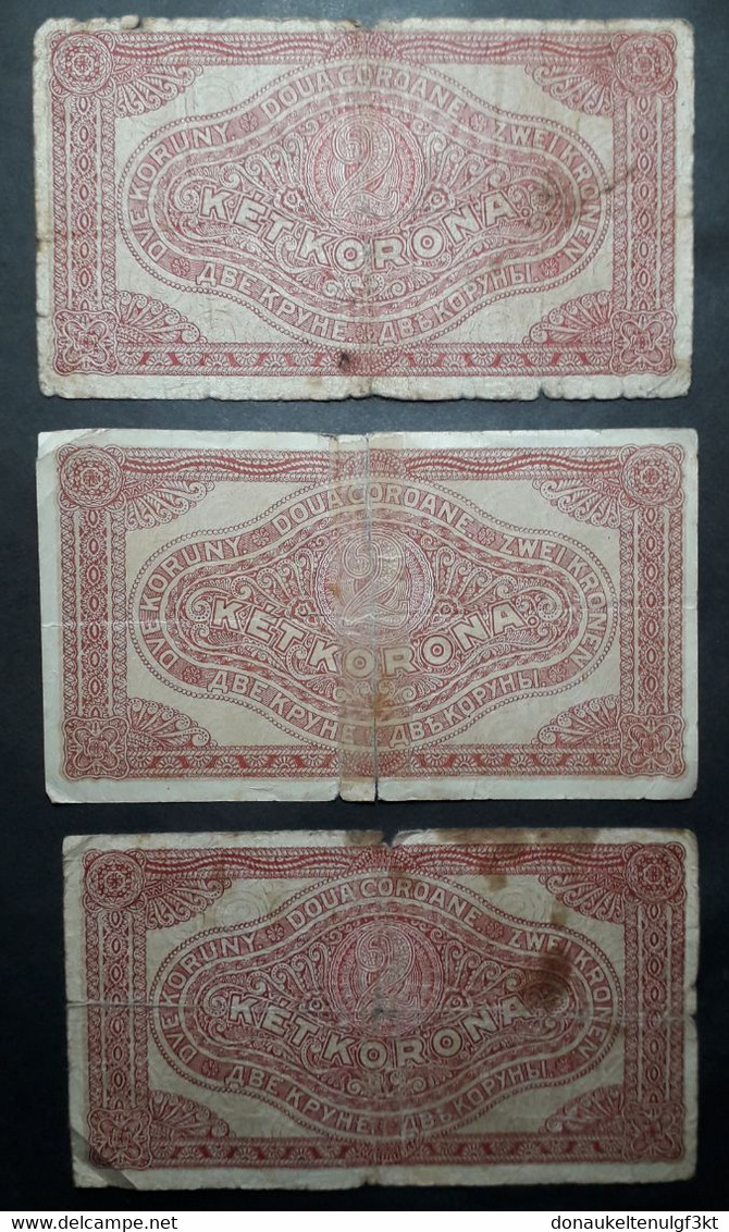 Lot 3 Banknotes Hungary 2 Korona 1920 (2) - Hongarije