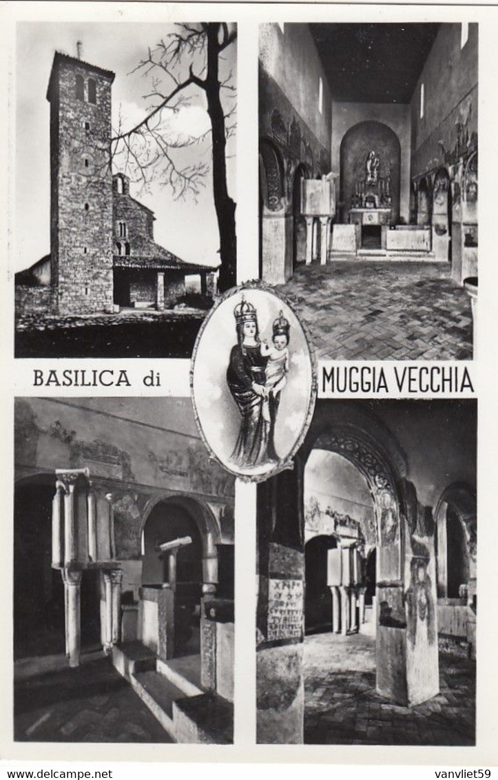 MUGGIA-TRIESTE?-BASILICA DI MUGGIA VECCHIA-4 VEDUTINE-CARTOLINA VERA FOTOGRAFIA- NON VIAGGIATA -1950-1958 - Trieste