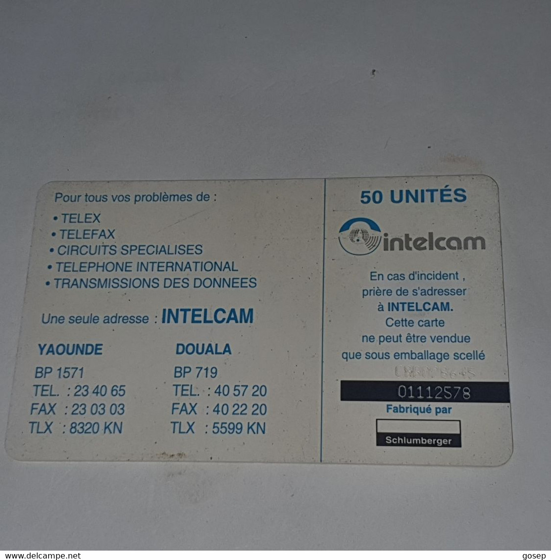 Cameroon-(CM-36)-yaounde-(2)-(50units)-(01112578)-used Card+1card Prepiad - Kameroen