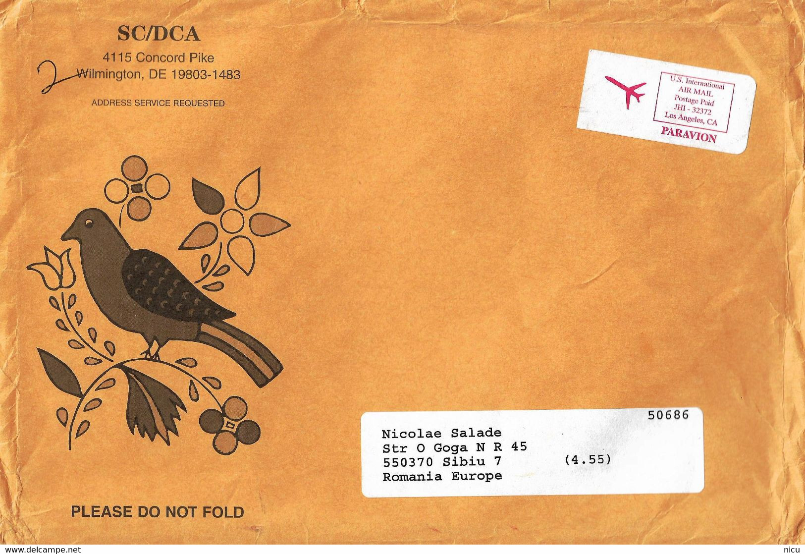 LETTER WITH A LABEL WITH PLANE SENT FROM LOS ANGELES - Autres & Non Classés