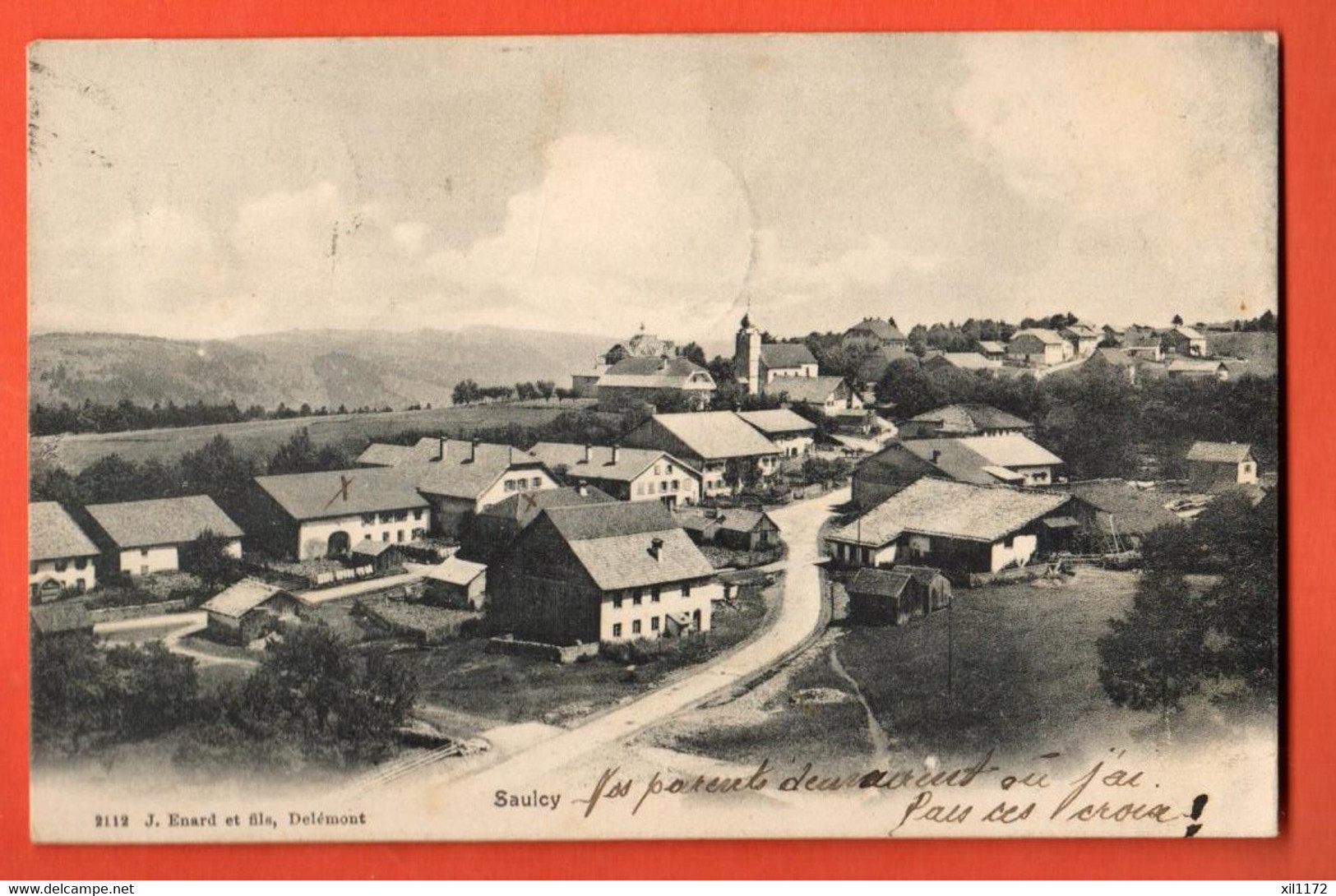 ZLI-15 RARE Saulcy District Delémont Vue Générale. Sepia.  Enard 2112 Circ. 1907 Vers Les Br. - Delémont
