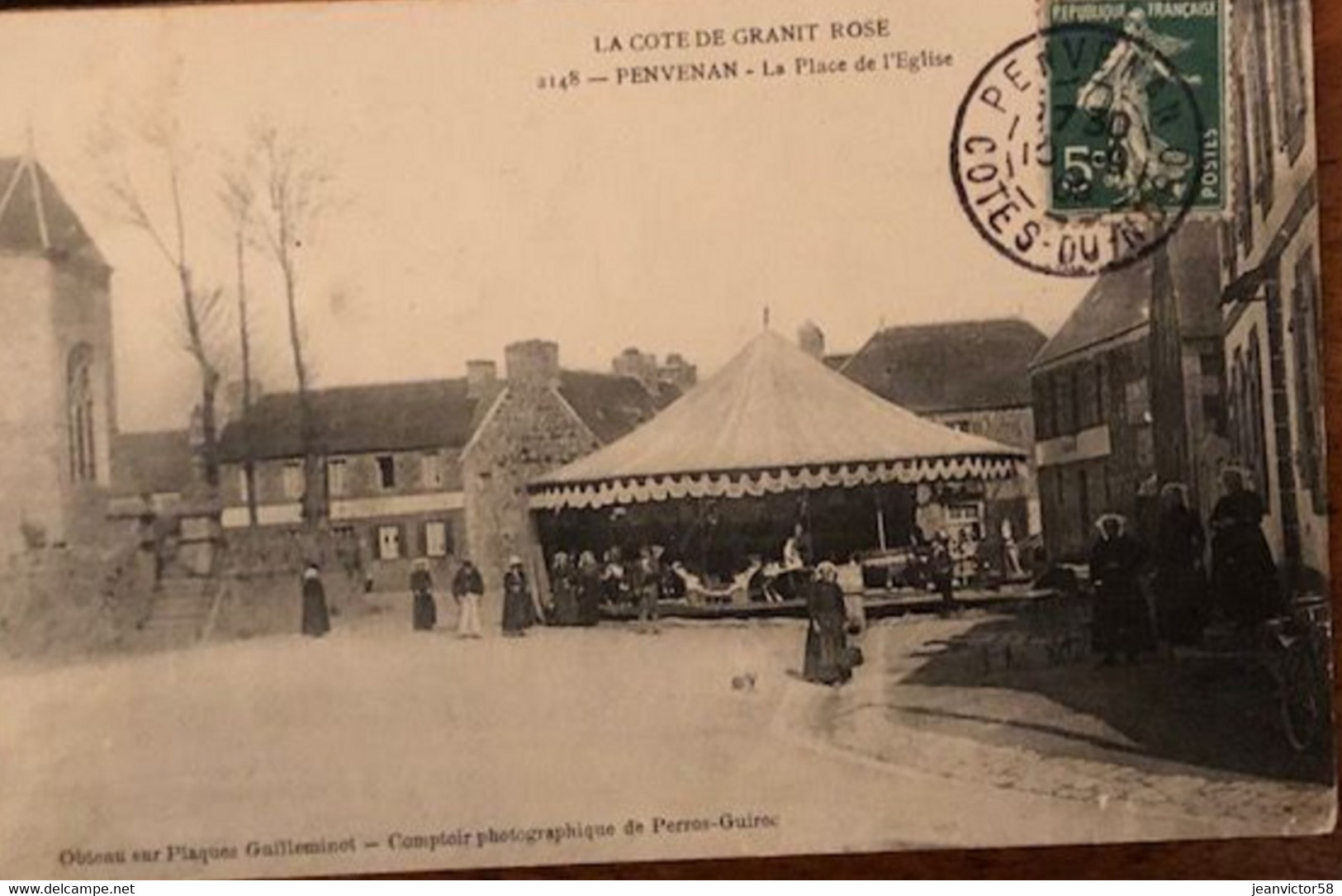 La Côte De Granit Rose 2145 Penvenan La Place De L'église Obtenu Sur Plaques   Photographique  Guilleminot  P Guirec - Penvénan