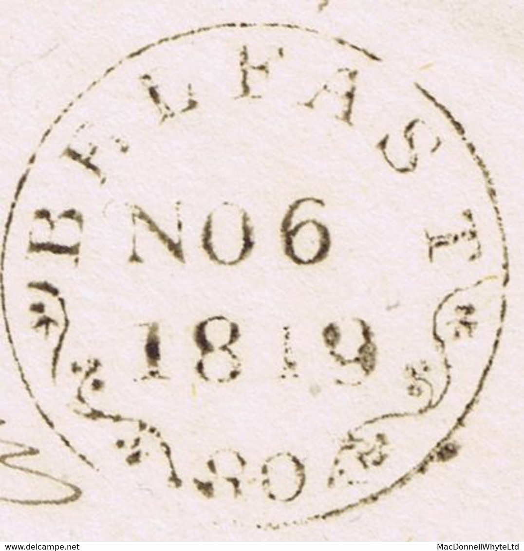 Ireland Belfast 1819 Fancy Mileage Cds BELFAST 80 On Two Letters To Glenarm, One Returning Altered Bank Note "£1 To £3" - Préphilatélie