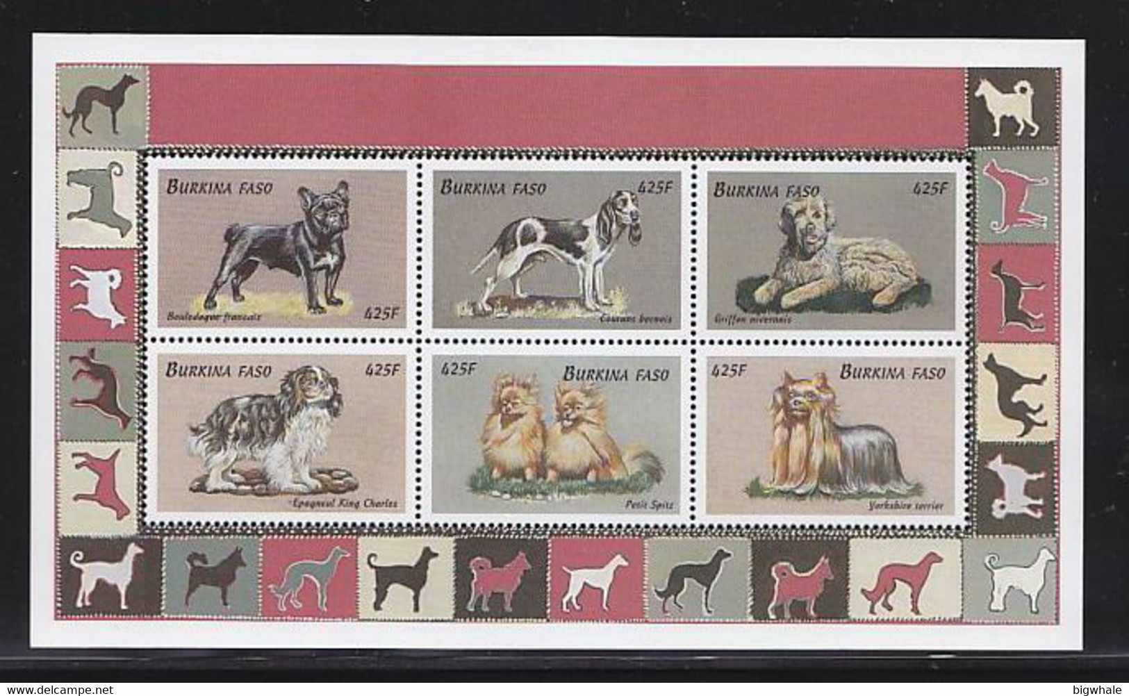 Burkina Faso 1999 Dog Chien MNH 1SS+1Sheet - Burkina Faso (1984-...)