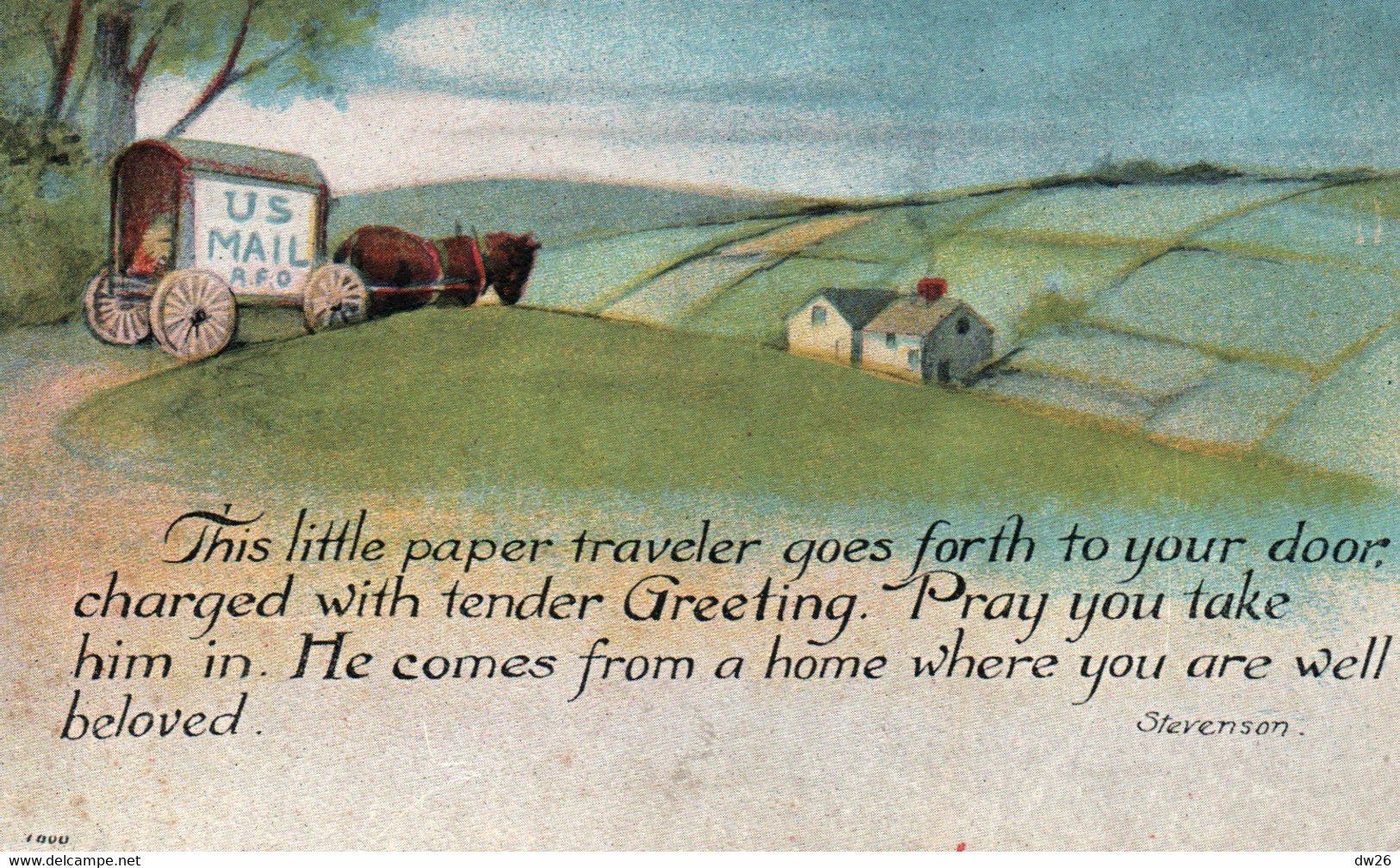 Courrier (Illustration) U.S. Mail R.F.O. This Little Paper Traveler Goes Forth To Your Door... (Robert Louis Stevenson) - Post & Briefboten