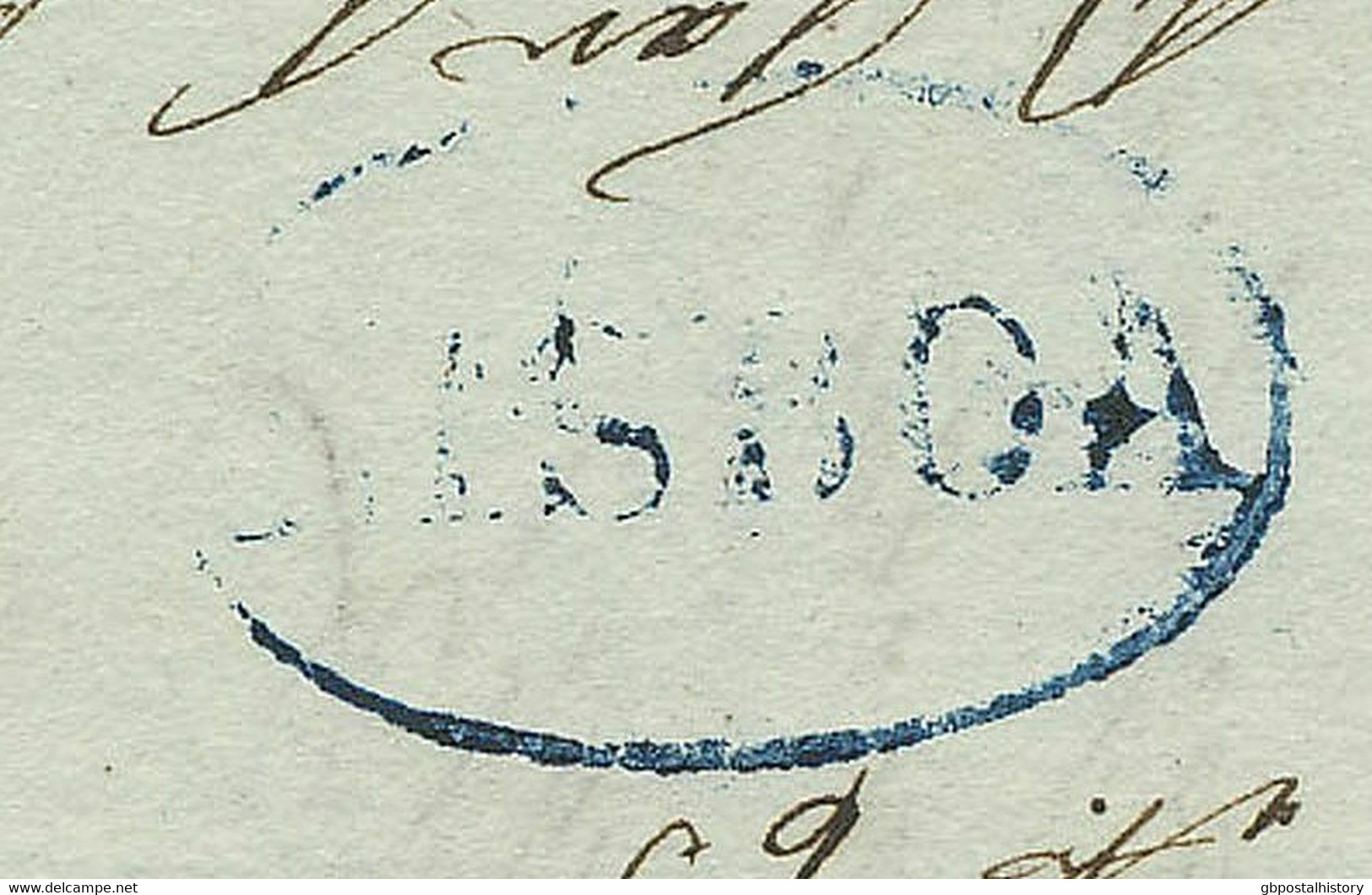 PORTUGAL "LISBOA" Blauer Ovalstpl. U. Taxe "20" A. Kab.-Ortsbrief, 1841 - ...-1853 Voorfilatelie