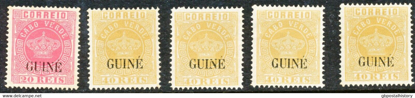 PORTUGUESE GUINEA 1885 Definitives Cape Verde Crown W Overprint “GUINÉ” VARIETY - Portuguese Guinea