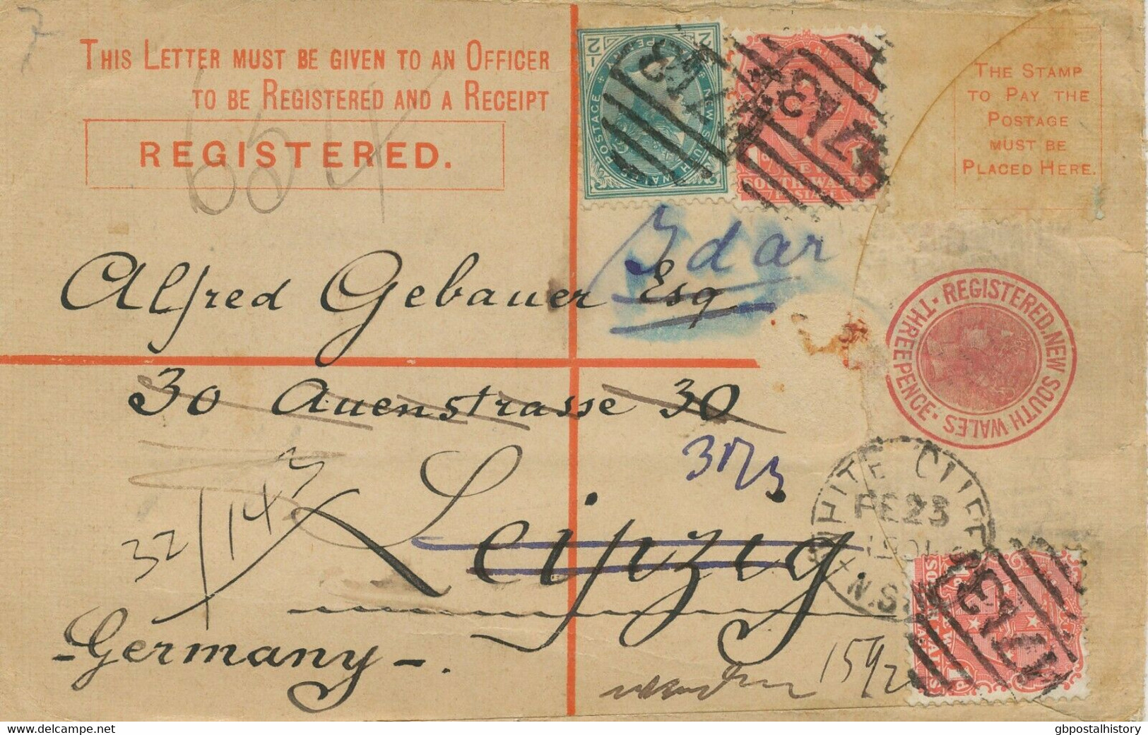 NEW SOUTH WALES "1713" (WHITE CLIFFS) Numeral Postmark Clear VFU R-Cover Germany - Briefe U. Dokumente