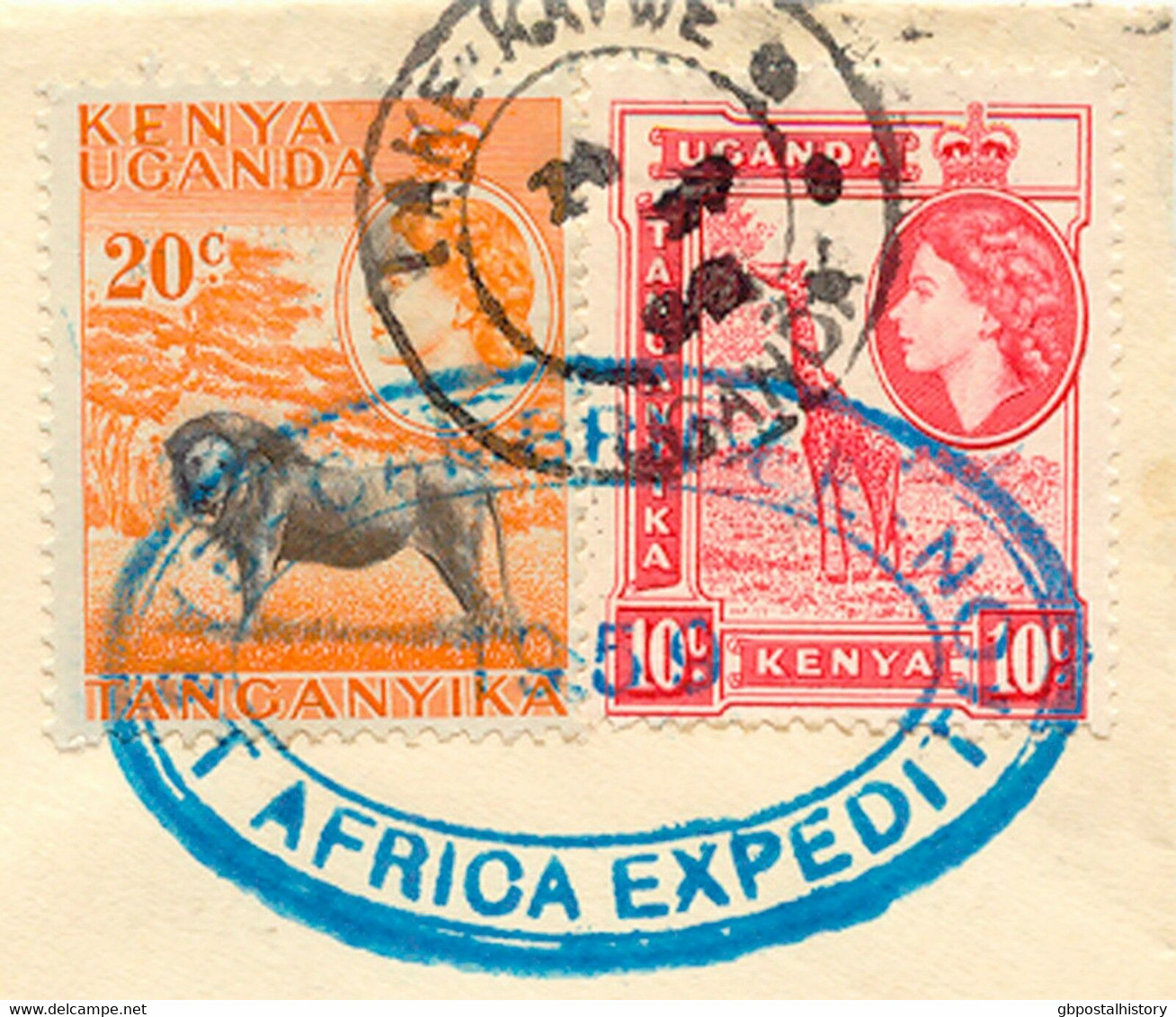 OSTAFRIKANISCHE GEMEINSCHAFT 1959 10 C + 20 C CAMBRIDGE - EAST AFRICA EXPEDITION - Kenya, Uganda & Tanganyika