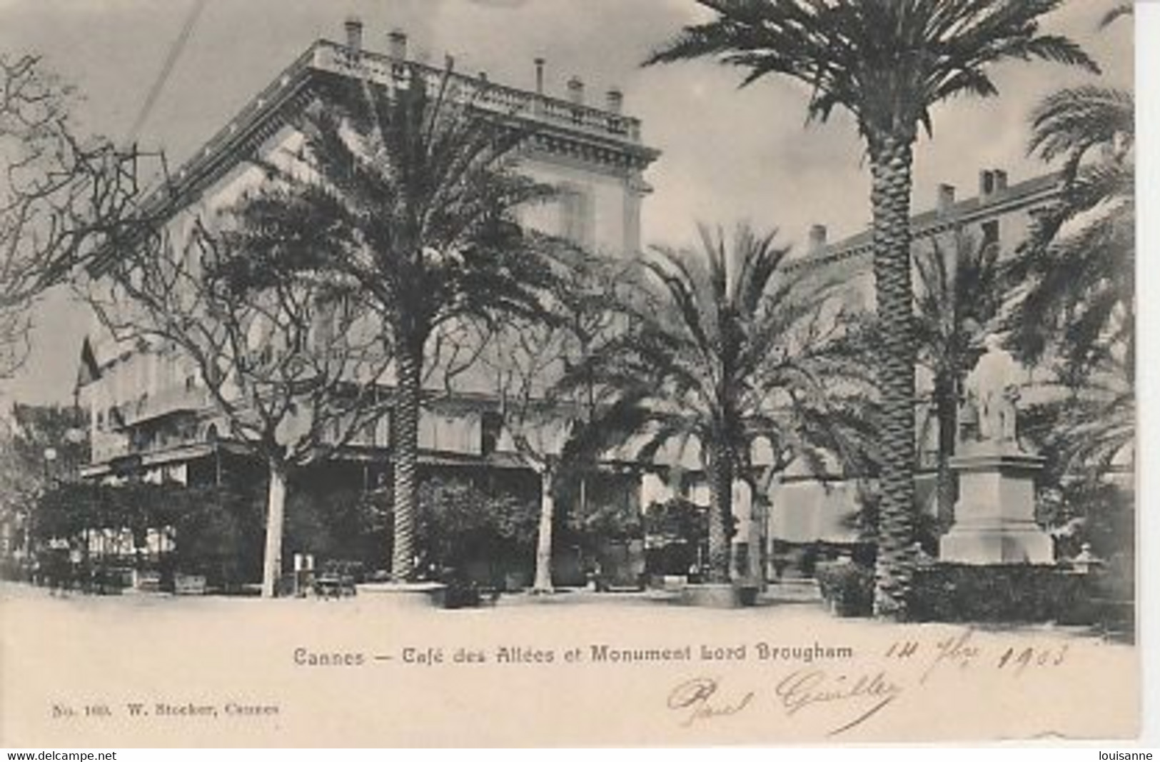 CANNES ( 06 )  CAFÉ  DES  ALLÉES  ET  MONUMENT  LORD  BROUGHAM  - CPA  ( 21 / 3 / 249 - Cannes