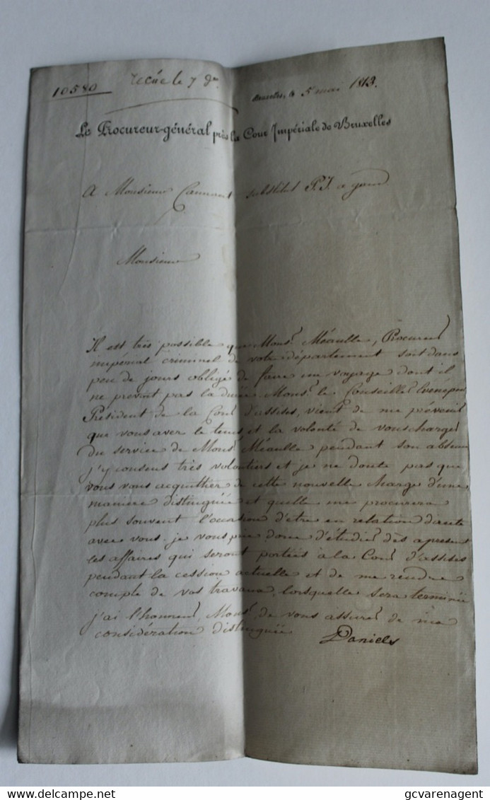 LE PROCUREUR GENERAL PRES LA COUR IMPERIAL BRUXELLES 1813 -  TE LEZEN - Historical Documents