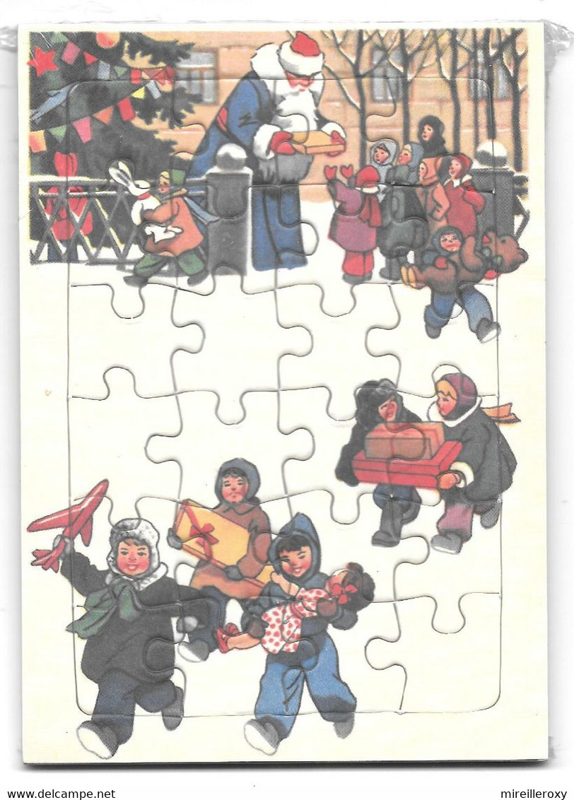 CARTE POSTALE MODERNE PUZZLE NOËL PERE NOËL POUPEE NOUNOURS AVION ENFANT - Altri & Non Classificati