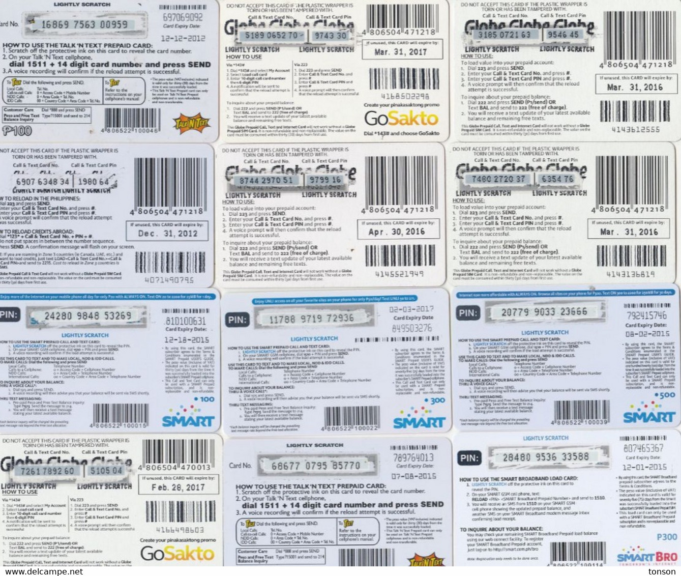 Philippines, 12 Prepaid Cards, Lot 1.4, 2 Scans.   Please Read - Philippines