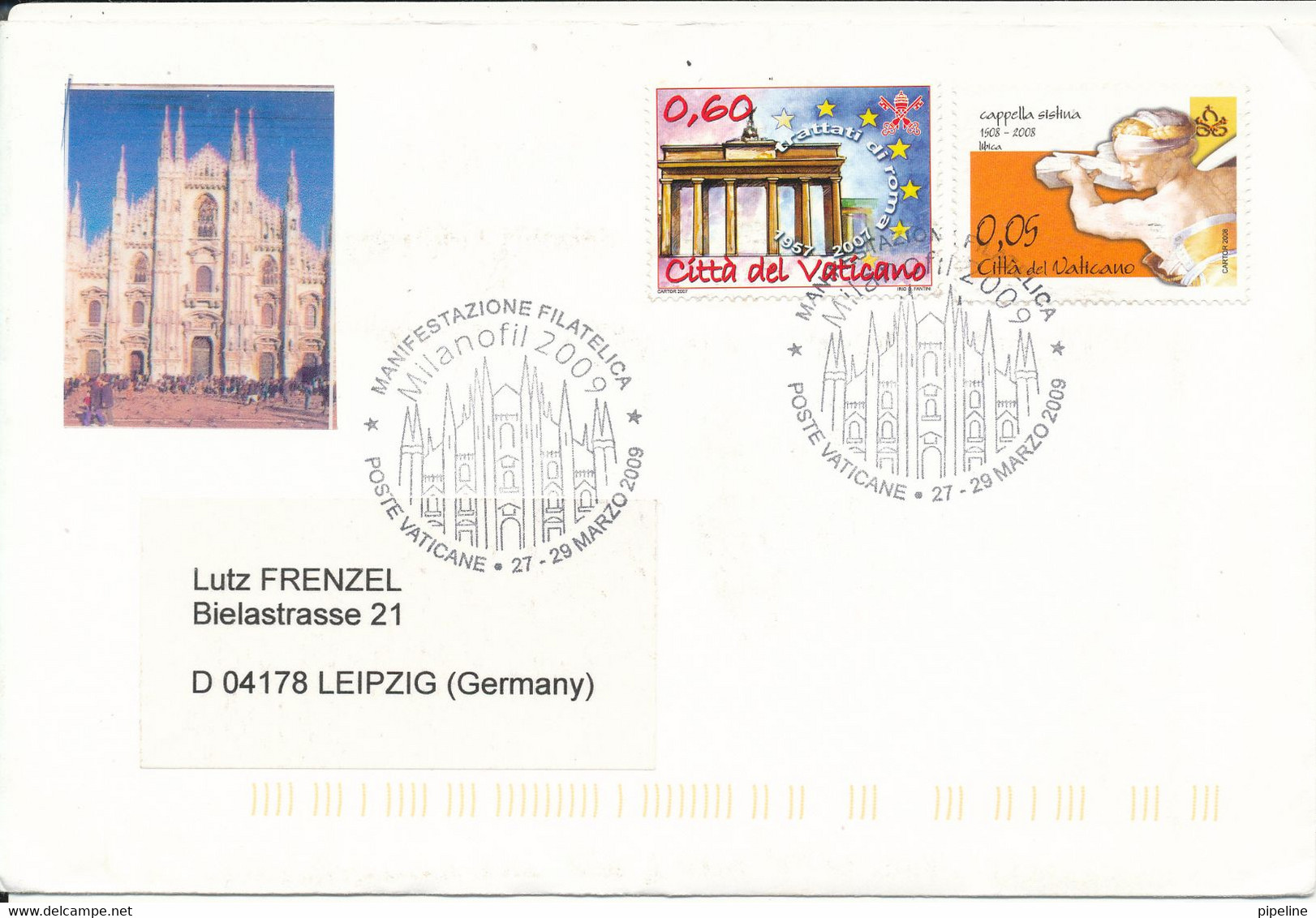 Vatican Cover Sent To Germany Milanofil 2009 - Lettres & Documents