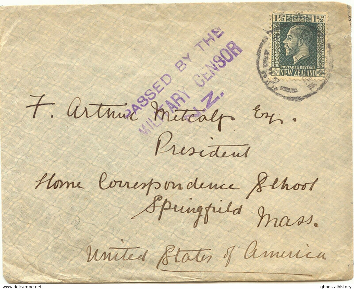 NEW ZEALAND 1917 „PASSED BY THE MILITARY CENSOR N.Z.“ L3 In Red And Violet 2 Cvr - Covers & Documents