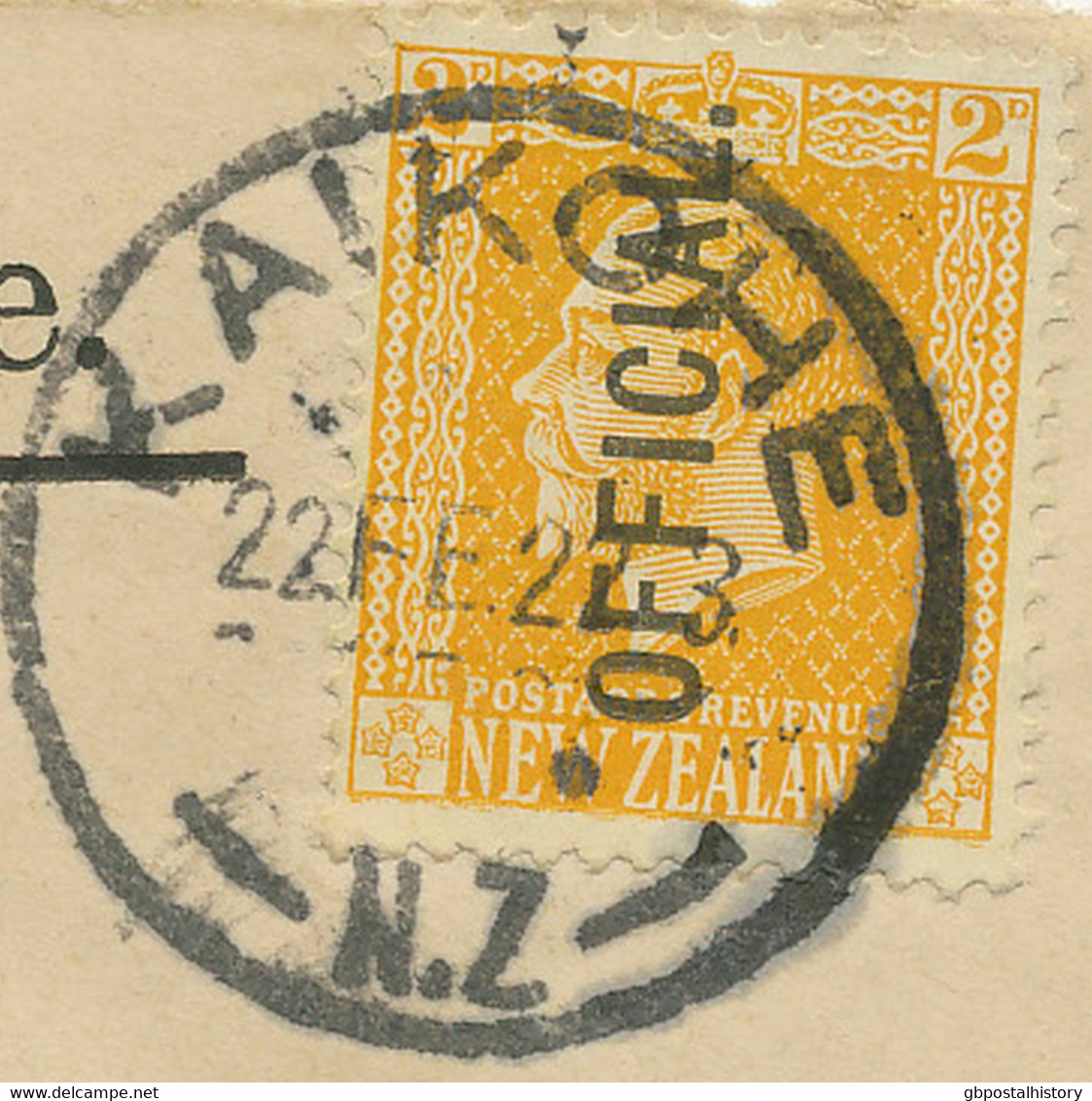 NEW ZEALAND 1922 King George V 2 D "OFFICIAL" VF OHMS-cover "KAIKOHE / N.Z" USA - Dienstzegels