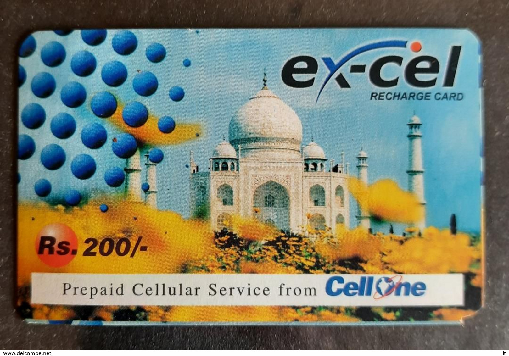 158.INDIA USED PHONE CARD CELLONE , RECHARGE CARD , TAJ MAHAL . - Inde