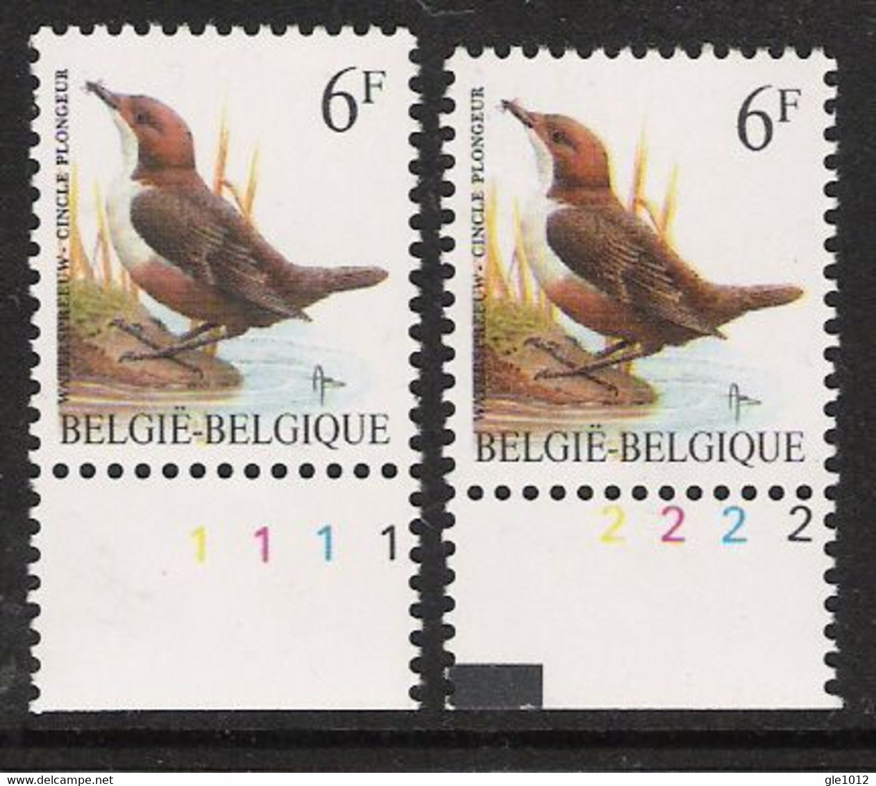 Buzin Nr 2459**   Plaatnr 1 En 2  Fluor - 1985-.. Oiseaux (Buzin)