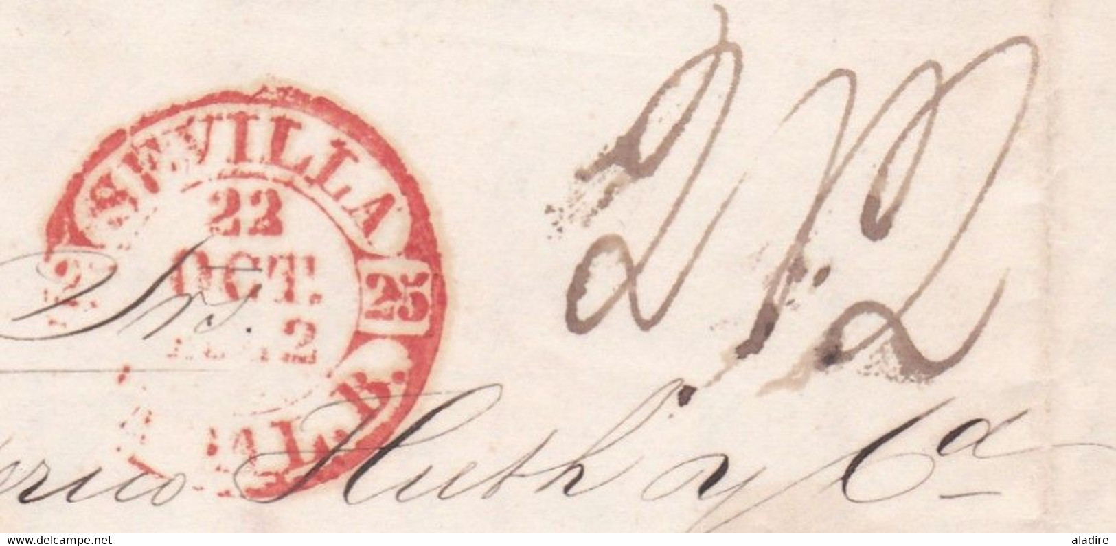 1842 - Lettre Pliée Avec Corresp En Espagnol De SEVILLA, Espagne Vers LONDRES London, Angleterre - Cad Arrivée - ...-1850 Préphilatélie