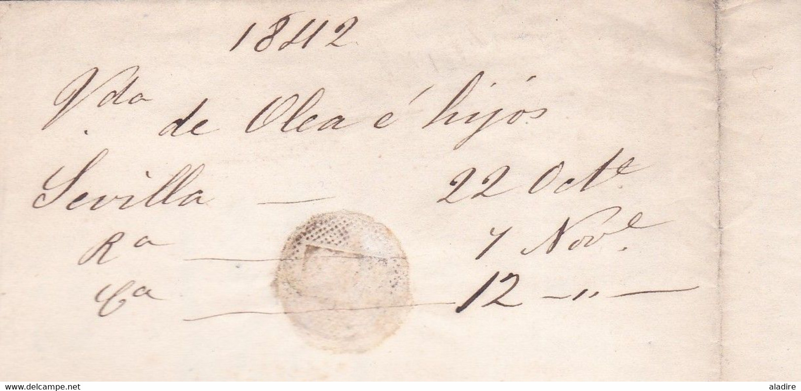 1842 - Lettre Pliée Avec Corresp En Espagnol De SEVILLA, Espagne Vers LONDRES London, Angleterre - Cad Arrivée - ...-1850 Voorfilatelie
