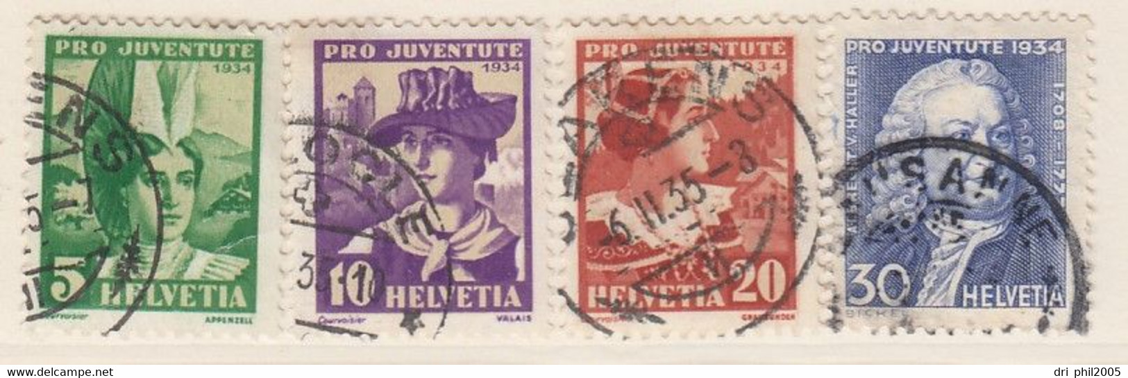 Suisse, séries complètes, timbres oblitérés, désarmement, paysages, Pro Juventute, Gothard, n° 254 -285, 1932-1935