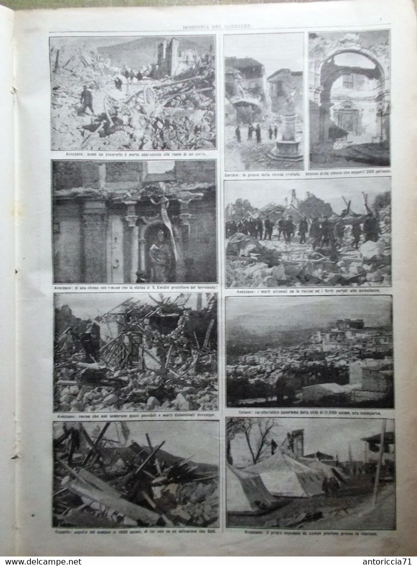 La Domenica Del Corriere 31 Gennaio 1915 WW1 Terremoto Marsica Porto Di Genova - Weltkrieg 1914-18