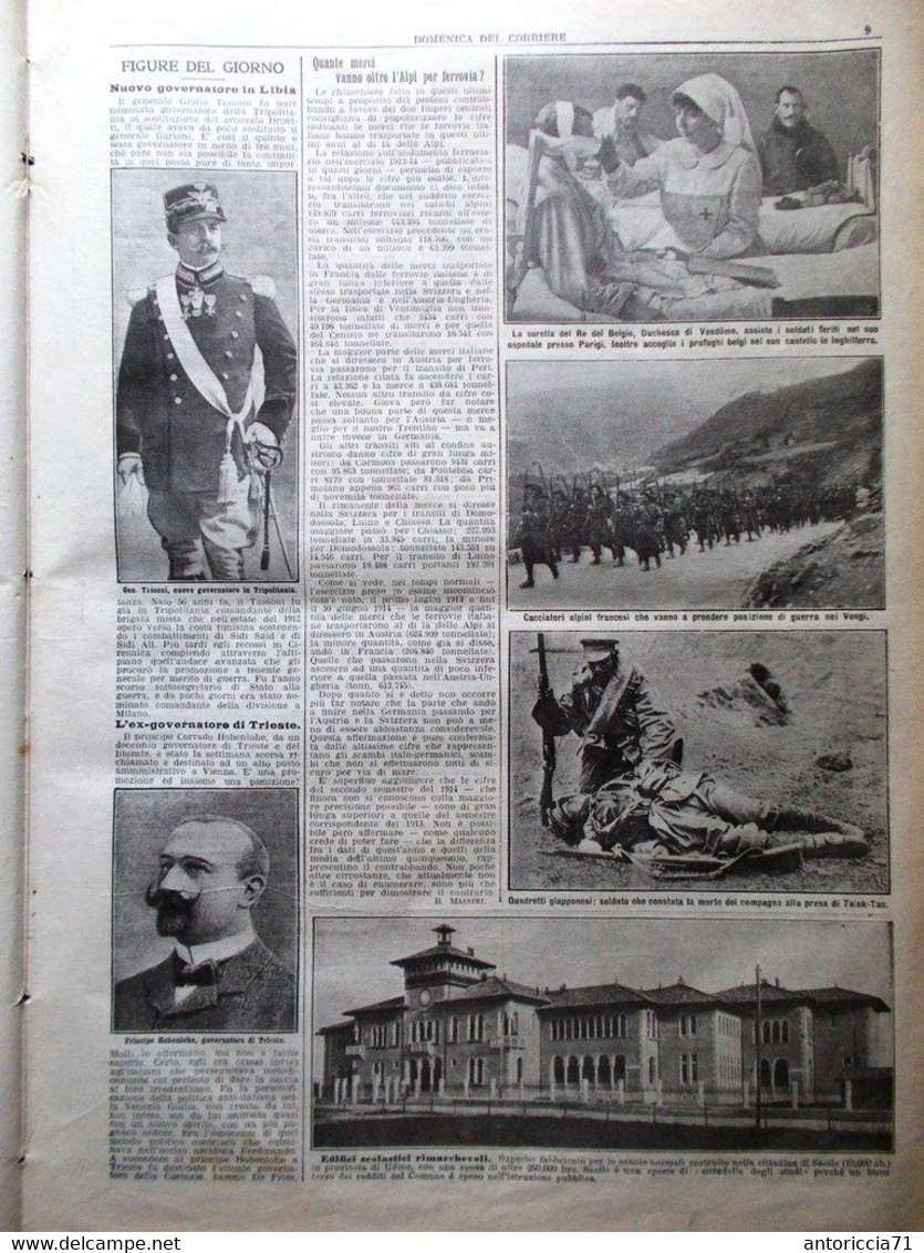 La Domenica Del Corriere 14 Febbraio 1915 WW1 Vosgi Sacile Russi Polonia Viterbo - Guerra 1914-18