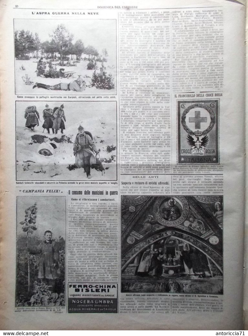 La Domenica Del Corriere 14 Marzo 1915 WW1 Dardanelli Cocullo Helgoland Messina - Guerra 1914-18