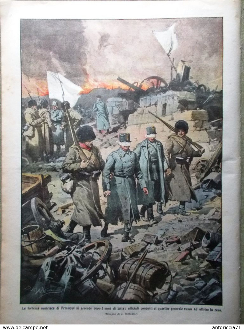 La Domenica Del Corriere 4 Aprile 1915 WW1 Dardanelli Vosgi Przemysl Cattorini - War 1914-18