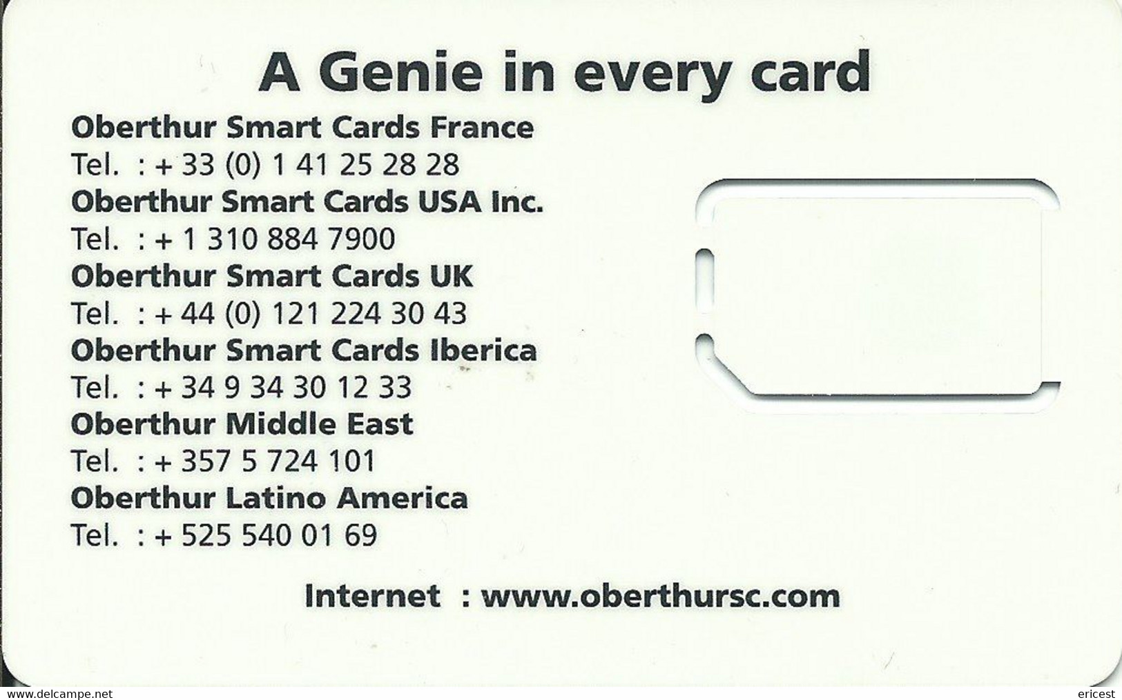 CARTE GSM OBERTHUR SMART CARDS ETAT COURANT - Nachladekarten (Handy/SIM)