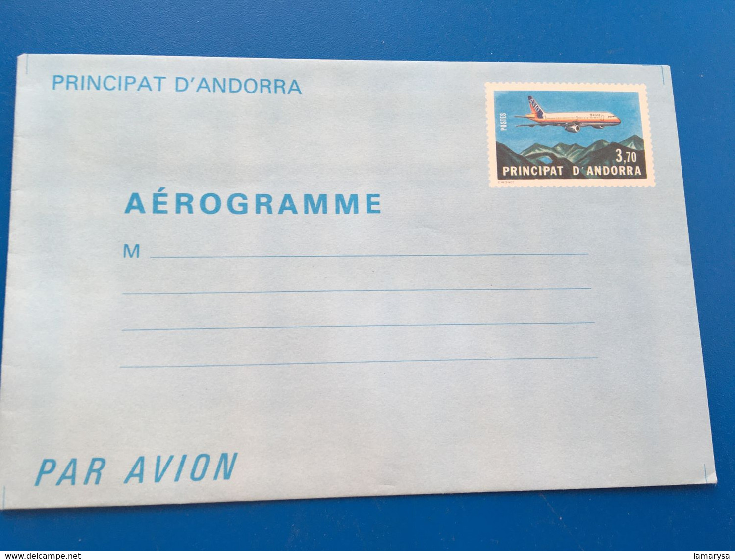 ANDORRE PRINCIPAT D'ANDORRA Poste Aérienne Aérogramme  Timbre 3.70 Entiers Postaux  -☛Marcophilie -Europe   -neuf *** - Airmail