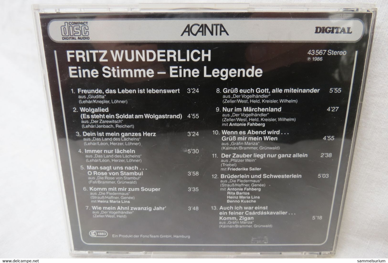 CD "Fritz Wunderlich" Eine Stimme - Eine Legende - Autres - Musique Allemande