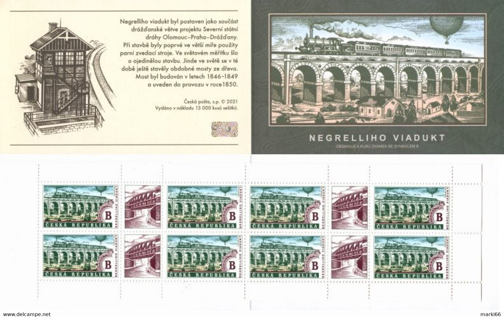 Czech Republic - 2021 - Technical Monuments - Negrelli Viaduct - Mint Stamp Booklet With Hologram - Ongebruikt