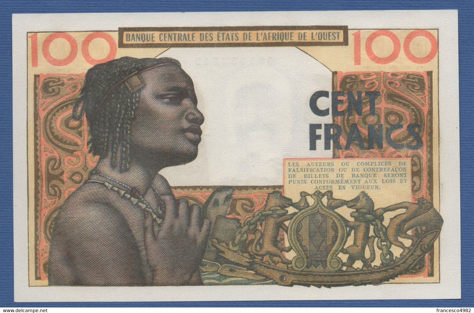 WEST AFRICAN STATES - P.2b – 100 Francs ND (1962)     UNC    Serie K.279 - West-Afrikaanse Staten