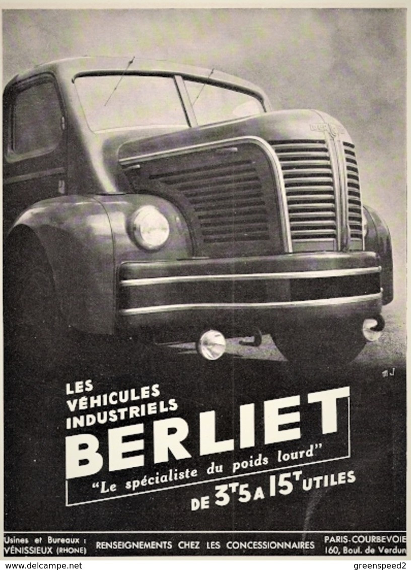 Camion Berliet  - 'Le Spécialiste Pour Poids Lourd'  -  Reproduction De Publicité D'epoque   -  Carte Postale Modern - Trucks, Vans &  Lorries