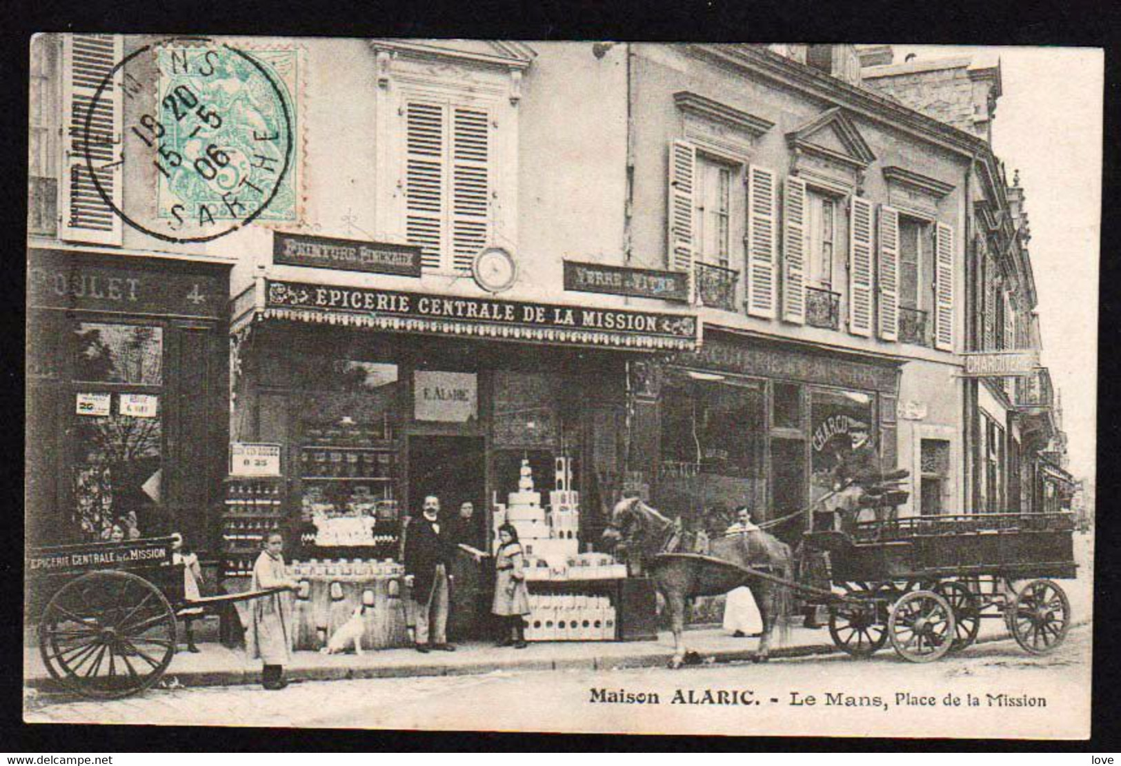 LE MANS: Plan TOP Sur La Devanture De La Maison Alaric. Belle Carte Obl. En 1906. SUPERBE - Le Mans