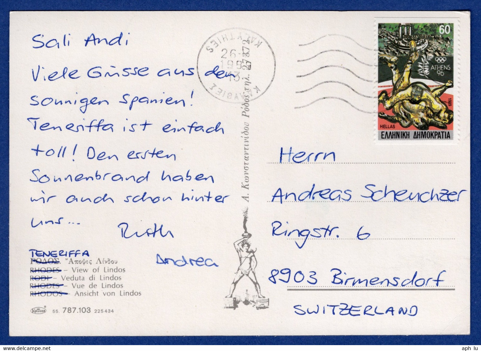 Ansichtskarte In Die Schweiz (aa6088) - Storia Postale